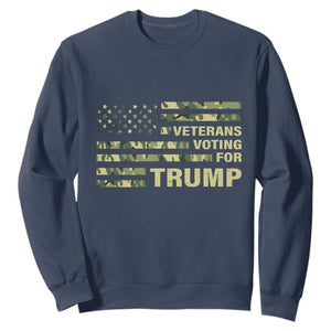 Veterans For Trump 2024 Sweatshirt Retro American Flag Millitary TS09 Navy Print Your Wear