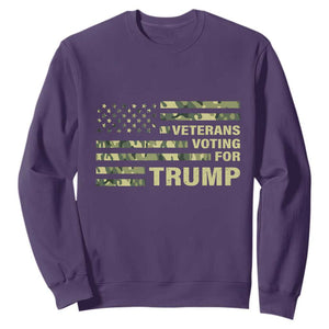 Veterans For Trump 2024 Sweatshirt Retro American Flag Millitary TS09 Purple Print Your Wear