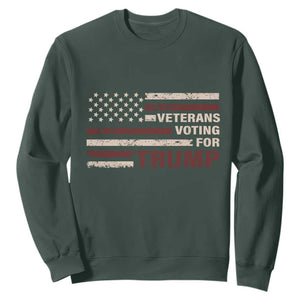 Veterans For Trump 2024 Sweatshirt Camo American Flag Millitary TS09 Dark Forest Green Print Your Wear