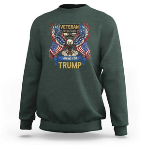 Veteran Voting For Trump Sweatshirt Eagle American Flag We The People TS09 Dark Forest Green Print Your Wear