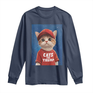 Trump Cat Long Sleeve Shirt Cute Cats For Trump American President TS09 Navy Print Your Wear