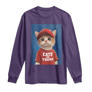 Trump Cat Long Sleeve Shirt Cute Cats For Trump American President TS09 Purple Print Your Wear