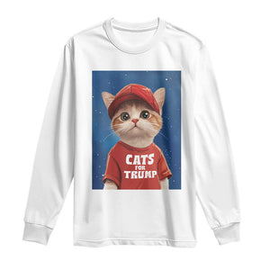 Trump Cat Long Sleeve Shirt Cute Cats For Trump American President TS09 White Print Your Wear