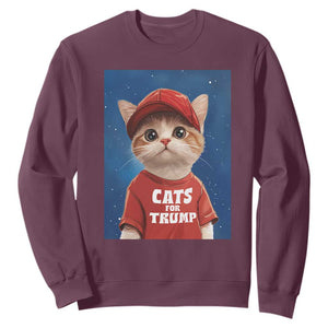 Trump Cat Sweatshirt Cute Cats For Trump American President TS09 Maroon Print Your Wear