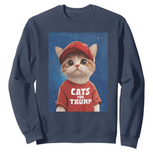 Trump Cat Sweatshirt Cute Cats For Trump American President TS09 Navy Print Your Wear