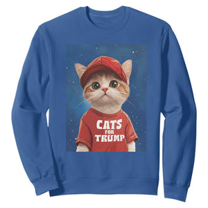 Trump Cat Sweatshirt Cute Cats For Trump American President TS09 Royal Blue Print Your Wear