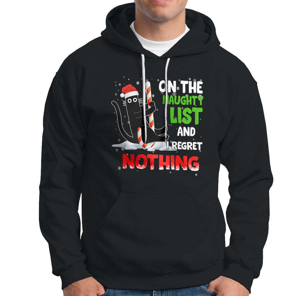 On The Naughty List And I Regret Nothing Funny Cat Lover Hoodie TS09 Dark Heather Printyourwear