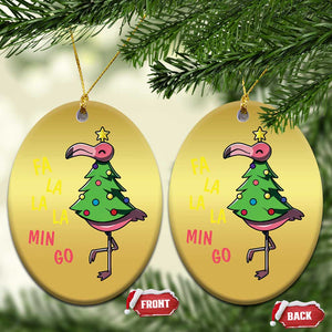 Fa La La Mingo Flamingo Hawaiian Christmas Tree Christmas Ornament TS09 Oval Gold Print Your Wear