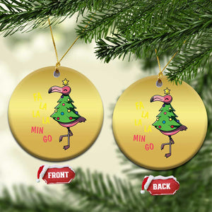 Fa La La Mingo Flamingo Hawaiian Christmas Tree Christmas Ornament TS09 Circle Gold Print Your Wear