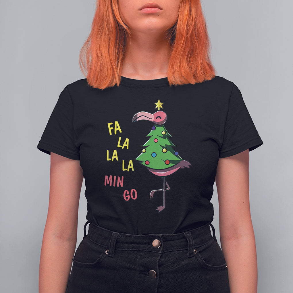 Fa La La Mingo Flamingo Hawaiian Christmas Tree T Shirt TS09 Sand Printyourwear