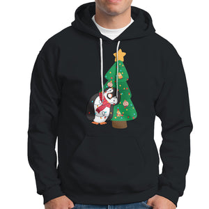 Funny Penguin With Christmas Tree Tangled Xmas Light Hoodie TS09 Sand Printyourwear