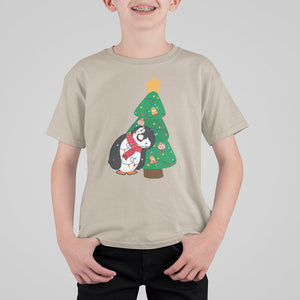 Funny Penguin With Christmas Tree Tangled Xmas Light T Shirt For Kid TS09 Printyourwear