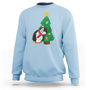 Funny Penguin With Christmas Tree Tangled Xmas Light Sweatshirt TS09 Printyourwear