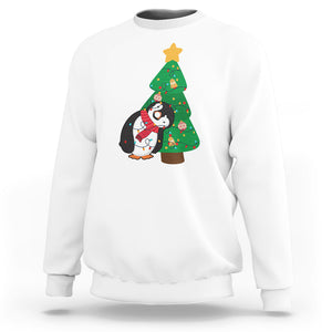 Funny Penguin With Christmas Tree Tangled Xmas Light Sweatshirt TS09 Printyourwear