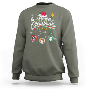 Mini Penguin With Xmas Light Ornaments Balls Merry Christmas Sweatshirt TS09 Printyourwear