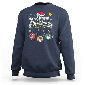 Mini Penguin With Xmas Light Ornaments Balls Merry Christmas Sweatshirt TS09 Printyourwear