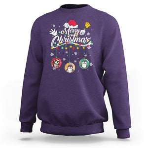 Mini Penguin With Xmas Light Ornaments Balls Merry Christmas Sweatshirt TS09 Printyourwear