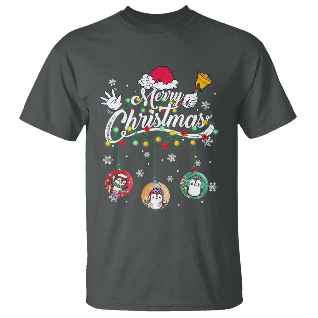 Mini Penguin With Xmas Light Ornaments Balls Merry Christmas T Shirt TS09 Printyourwear