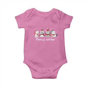 Xmas Cat Baby Onesie Meowy Catmas Cute Cat Santa Hat TS09 Azalea Print Your Wear