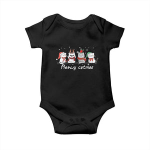 Xmas Cat Baby Onesie Meowy Catmas Cute Cat Santa Hat TS09 Black Print Your Wear