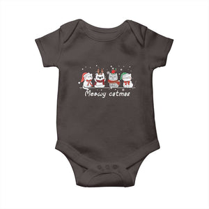 Xmas Cat Baby Onesie Meowy Catmas Cute Cat Santa Hat TS09 Dark Chocolate Print Your Wear