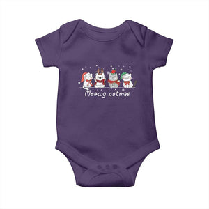 Xmas Cat Baby Onesie Meowy Catmas Cute Cat Santa Hat TS09 Purple Print Your Wear