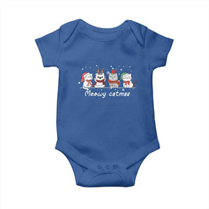 Xmas Cat Baby Onesie Meowy Catmas Cute Cat Santa Hat TS09 Royal Blue Print Your Wear