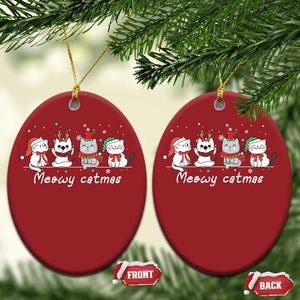 Christmas Meowy Catmas Cute Cat Christmas Ornament TS09 Oval Red Print Your Wear