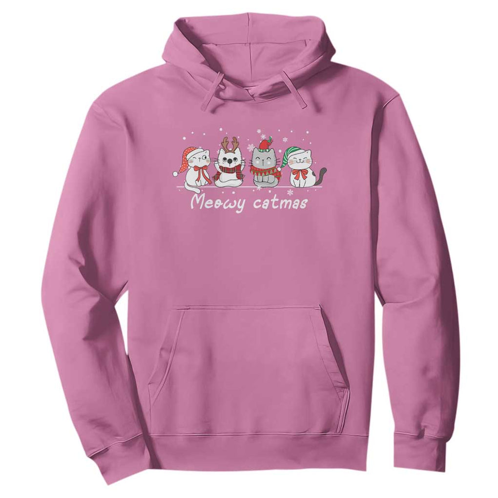 Xmas Cat Hoodie Meowy Catmas Cute Cat Santa Hat TS09 Azalea Print Your Wear
