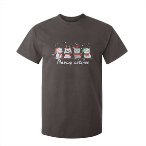 Xmas Cat T Shirt For Kid Meowy Catmas Cute Cat Santa Hat TS09 Dark Chocolate Print Your Wear