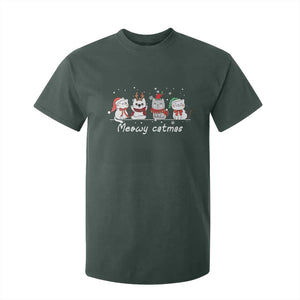 Xmas Cat T Shirt For Kid Meowy Catmas Cute Cat Santa Hat TS09 Dark Forest Green Print Your Wear