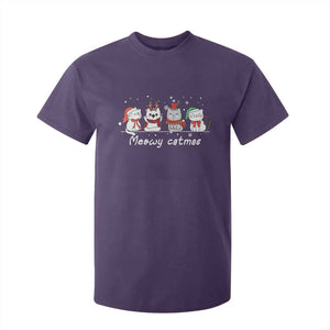 Xmas Cat T Shirt For Kid Meowy Catmas Cute Cat Santa Hat TS09 Purple Print Your Wear