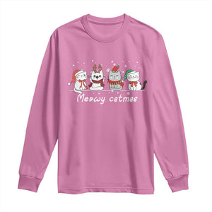 Xmas Cat Long Sleeve Shirt Meowy Catmas Cute Cat Santa Hat TS09 Azalea Print Your Wear