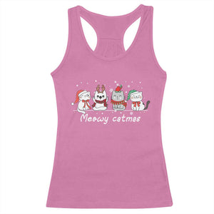 Xmas Cat Racerback Tank Top Meowy Catmas Cute Cat Santa Hat TS09 Azalea Print Your Wear