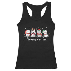 Xmas Cat Racerback Tank Top Meowy Catmas Cute Cat Santa Hat TS09 Black Print Your Wear