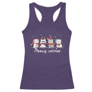 Xmas Cat Racerback Tank Top Meowy Catmas Cute Cat Santa Hat TS09 Purple Print Your Wear