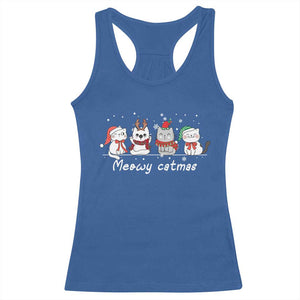 Xmas Cat Racerback Tank Top Meowy Catmas Cute Cat Santa Hat TS09 Royal Blue Print Your Wear