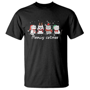 Xmas Cat T Shirt Meowy Catmas Cute Cat Santa Hat TS09 Black Print Your Wear