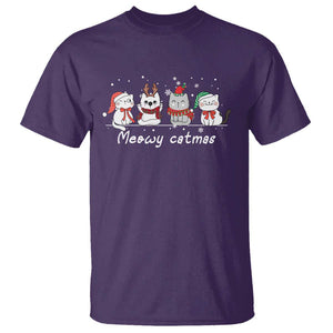 Xmas Cat T Shirt Meowy Catmas Cute Cat Santa Hat TS09 Purple Print Your Wear