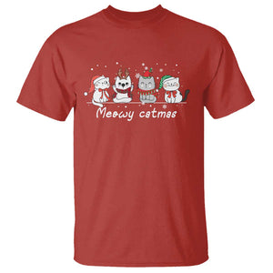 Xmas Cat T Shirt Meowy Catmas Cute Cat Santa Hat TS09 Red Print Your Wear