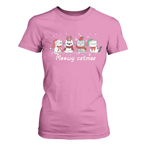 Xmas Cat T Shirt For Women Meowy Catmas Cute Cat Santa Hat TS09 Azalea Print Your Wear