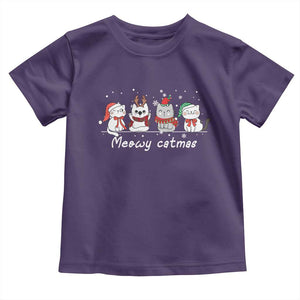 Xmas Cat Toddler T Shirt Meowy Catmas Cute Cat Santa Hat TS09 Purple Print Your Wear