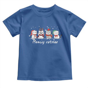 Xmas Cat Toddler T Shirt Meowy Catmas Cute Cat Santa Hat TS09 Royal Blue Print Your Wear