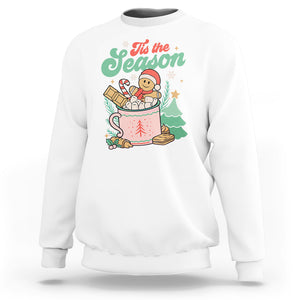 Tis The Season Groovy Retro Christmas Gingerbread Hot Cocoa Sweatshirt TS09 Printyourwear