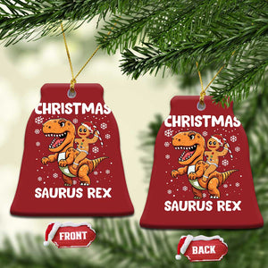 Funny Xmas Christmas Ornament Gingerbread Riding Dinosaur Christmas Saurus Rex TS09 Bell Flake Red Print Your Wear