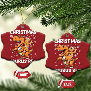 Funny Xmas Christmas Ornament Gingerbread Riding Dinosaur Christmas Saurus Rex TS09 Snow Flake Red Print Your Wear