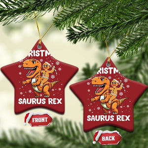 Funny Xmas Christmas Ornament Gingerbread Riding Dinosaur Christmas Saurus Rex TS09 Star Red Print Your Wear