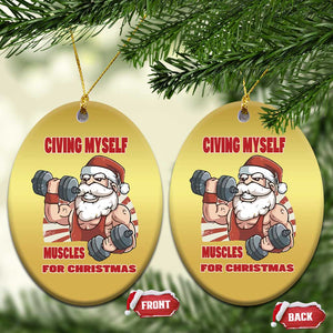 Xmas Santa Gymer Christmas Ornament Civing Muscles Santa Weightlifting TS09 Oval Gold Print Your Wear