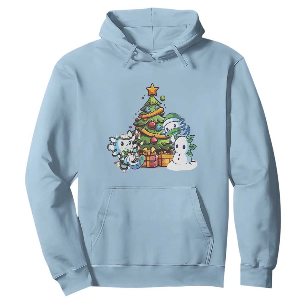 Cute Axolotl Christmas Tree Hoodie TS09 Light Blue Print Your Wear