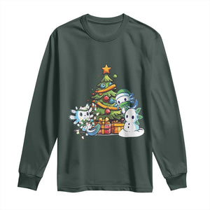 Cute Axolotl Christmas Tree Long Sleeve Shirt TS09 Dark Forest Green Print Your Wear